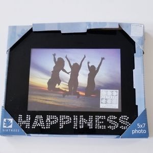 Lacquer Black 5×7 Photo Frame with "Happiness"